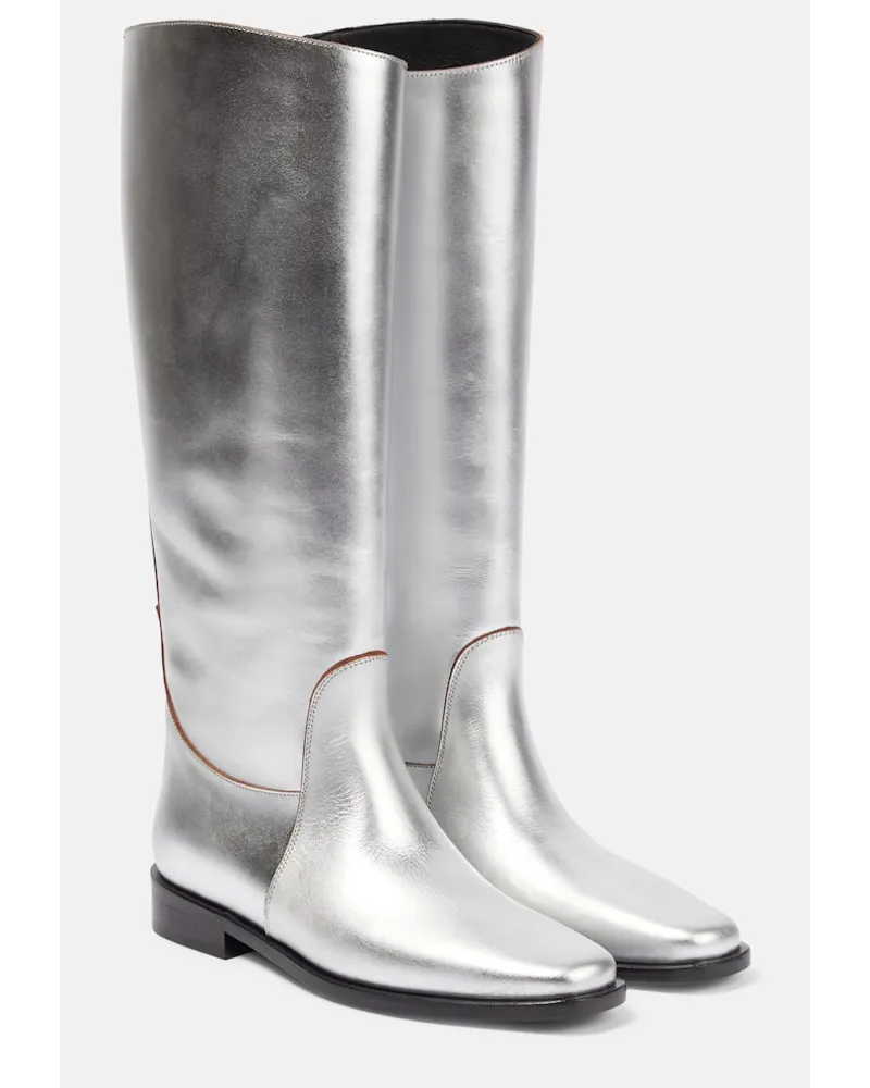 KHAITE Stiefel Wooster aus Metallic-Leder Silber