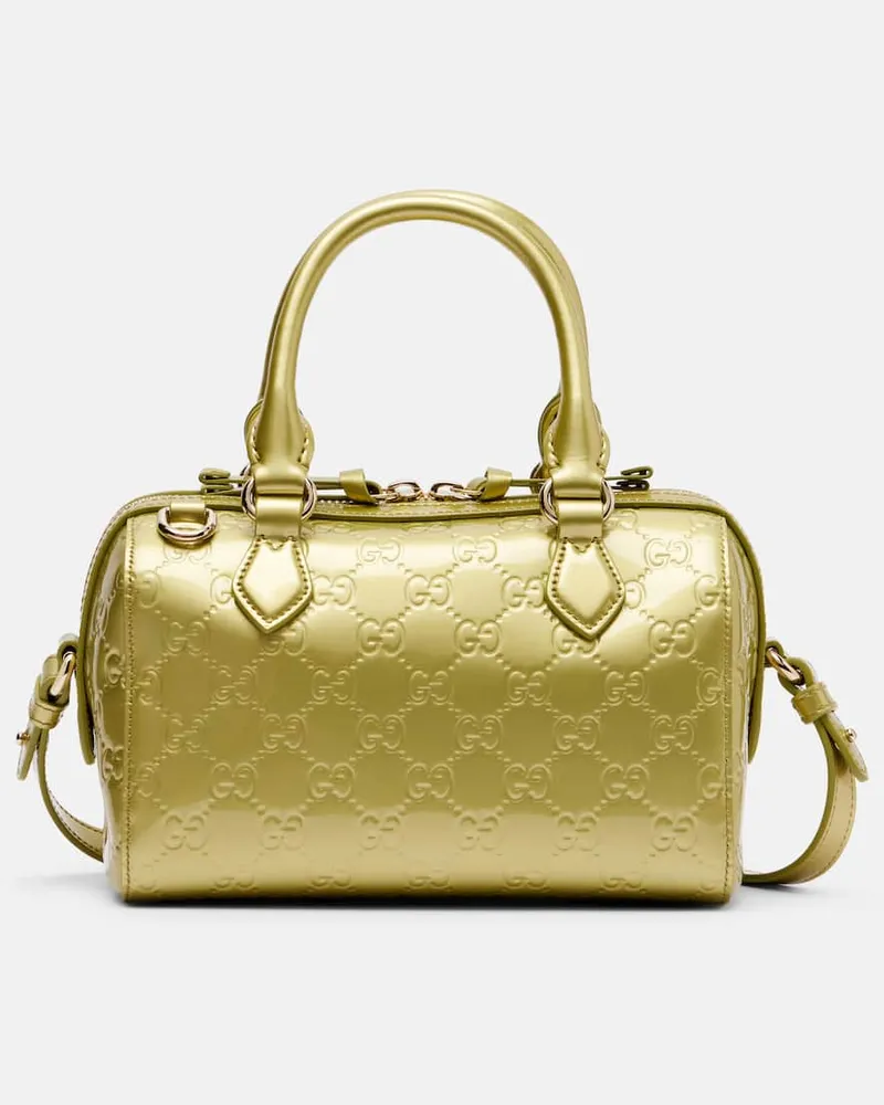 Gucci Tote Bag Emblem Small aus Lackleder Grün