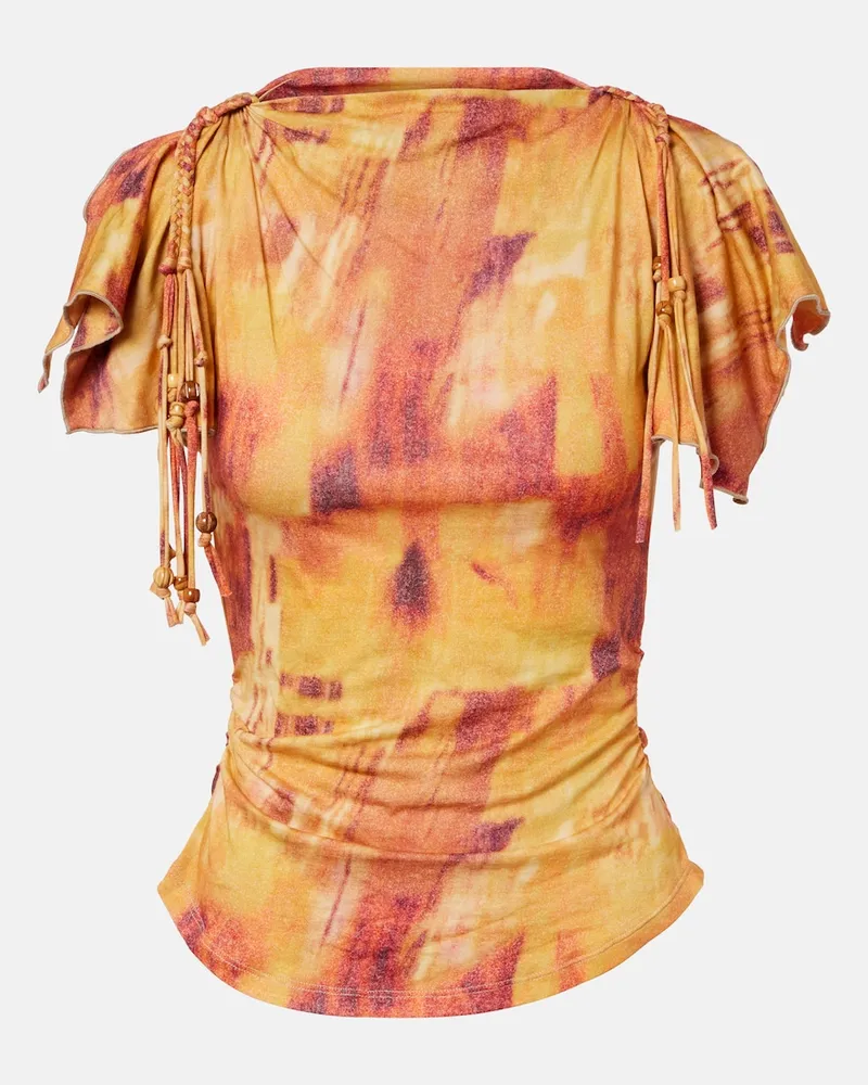 Isabel Marant Verziertes Top Jazia aus Baumwoll-Jersey Multicolor