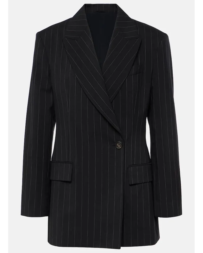 Brunello Cucinelli Blazer aus Wolle und Baumwolle Schwarz