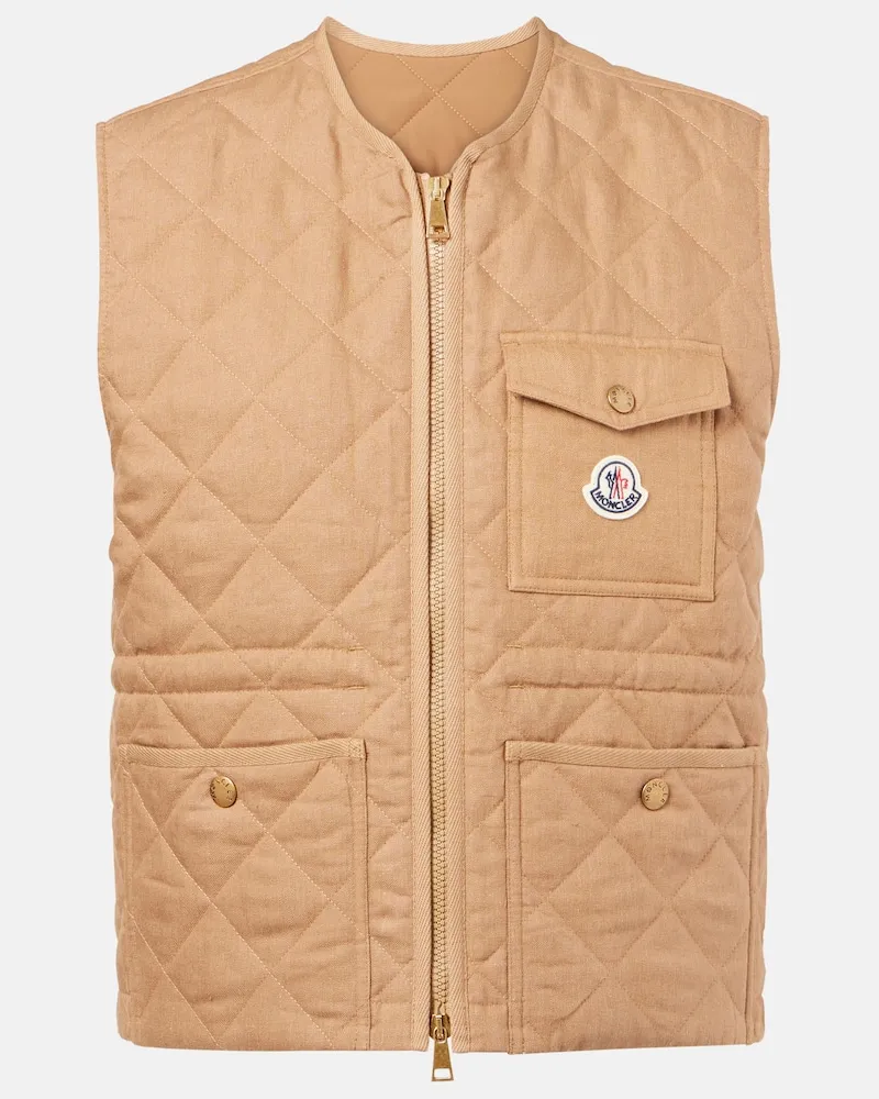 Moncler Weste Vigny aus Leinen Braun