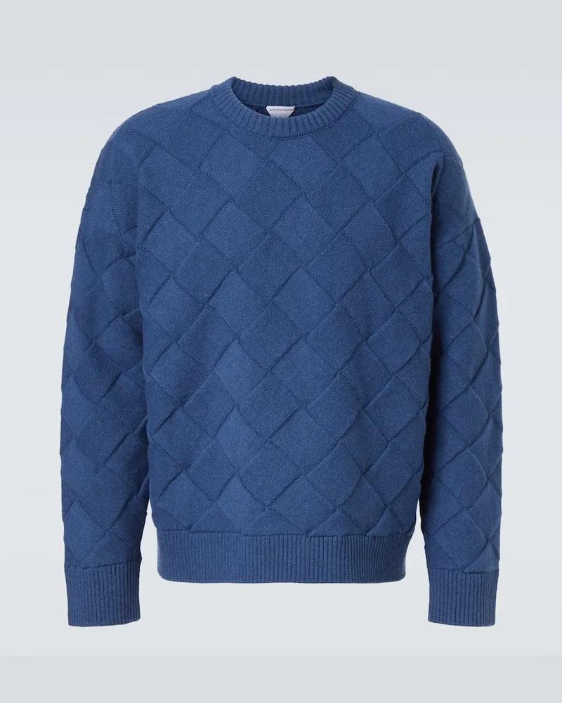 Bottega Veneta Pullover Intreccio aus einem Wollgemisch Blau