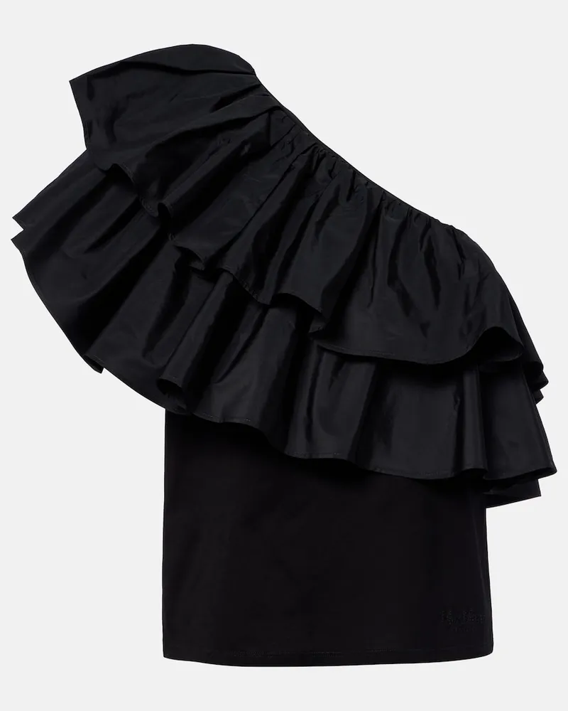 Max Mara One-Shoulder-Top Elegante Orca aus Jersey und Taft Schwarz