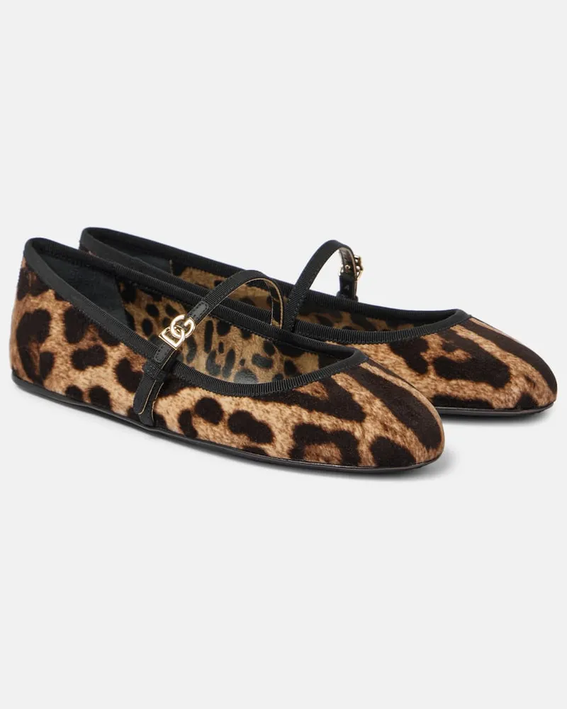 Dolce & Gabbana Mary-Jane-Ballerinas Vally aus Samt Braun
