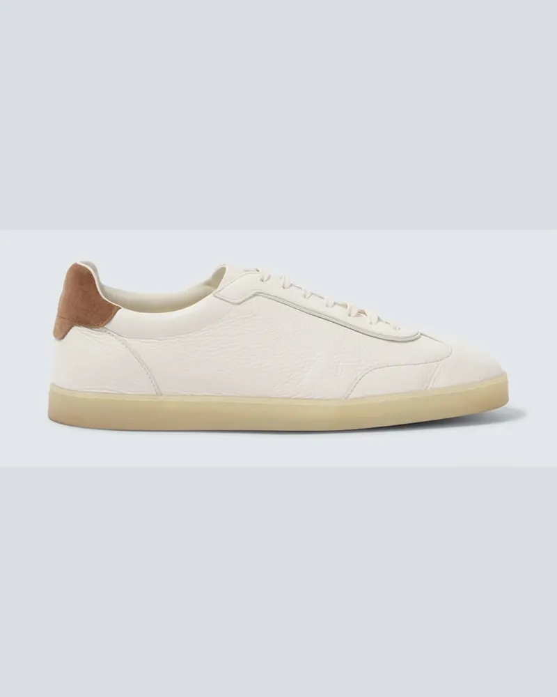Brunello Cucinelli Sneakers aus Leder mit Veloursleder Weiß