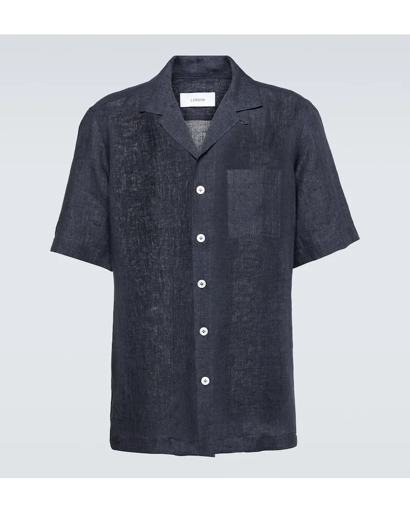 LARDINI Hemd aus Leinen Blau