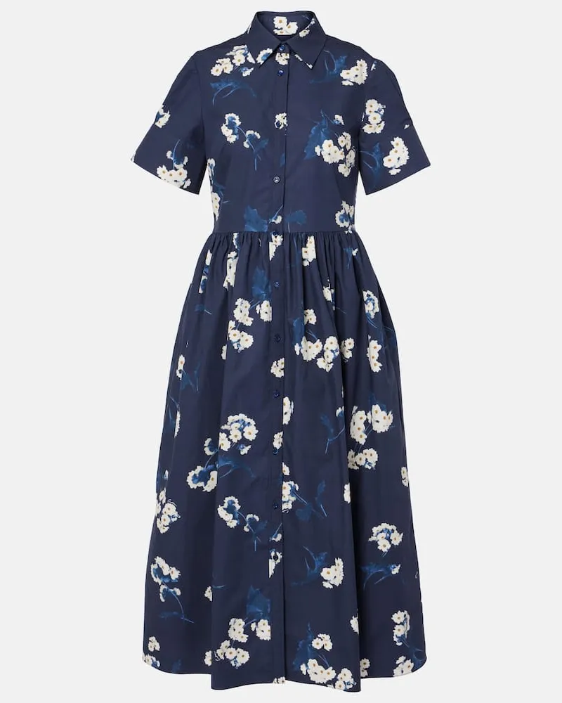 Erdem Midikleid aus Baumwolle Blau