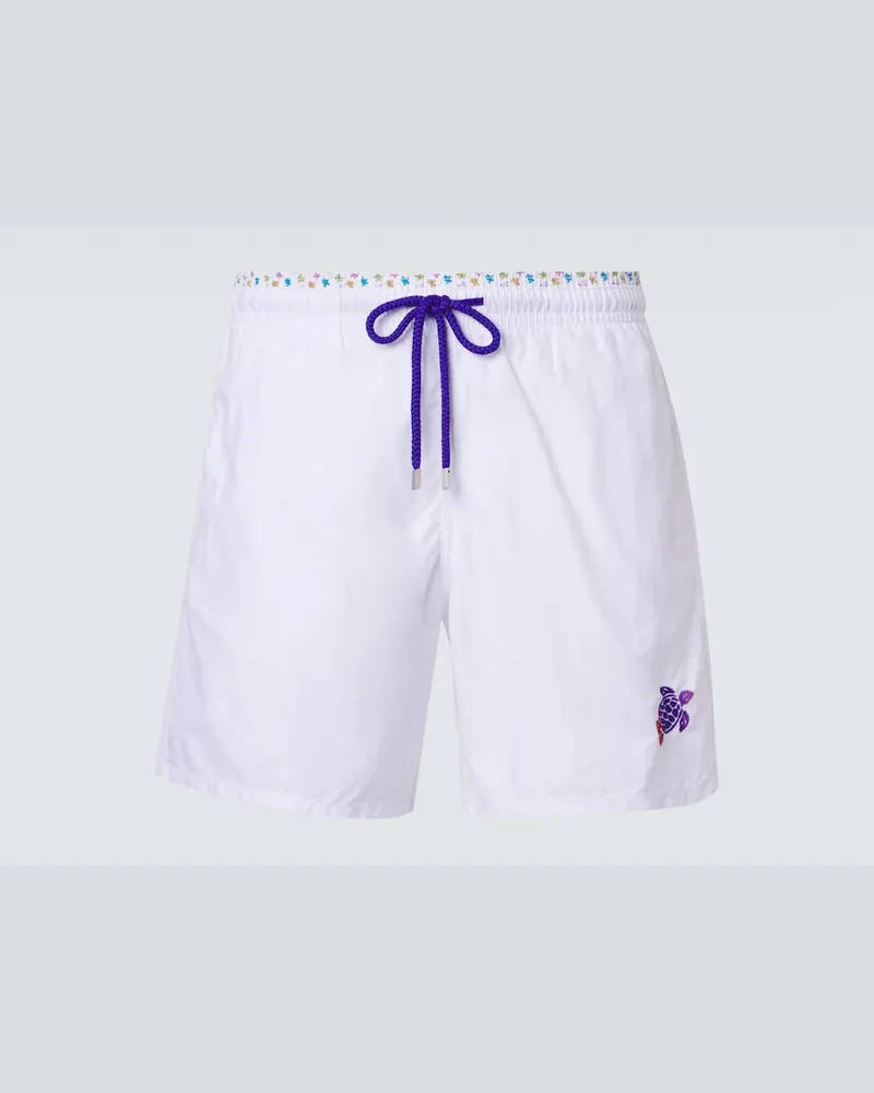 Vilebrequin Bedruckte Badeshorts Moka Weiß