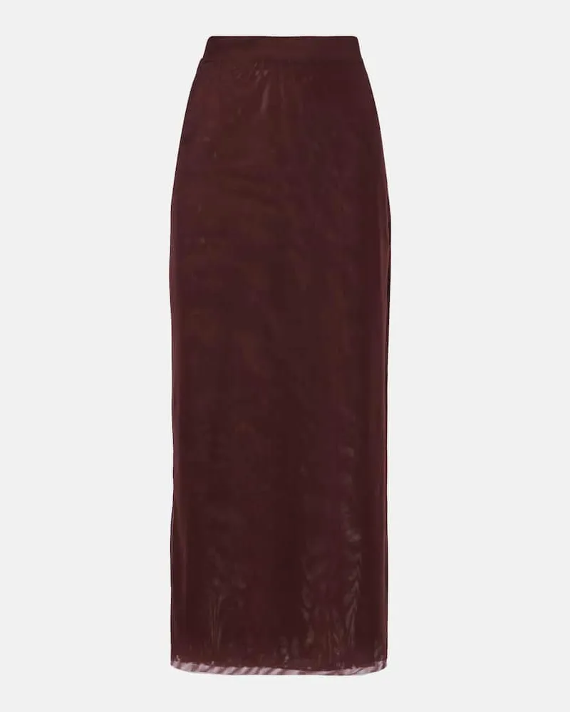 SIR High-Rise-Midirock aus Jersey Braun