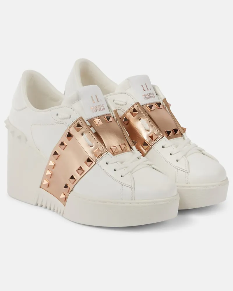 Valentino Garavani Wedge-Sneakers Open Disco aus Leder Weiß