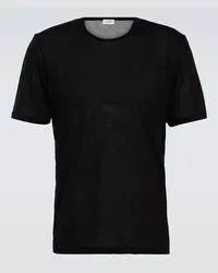 Saint Laurent Besticktes T-Shirt Schwarz