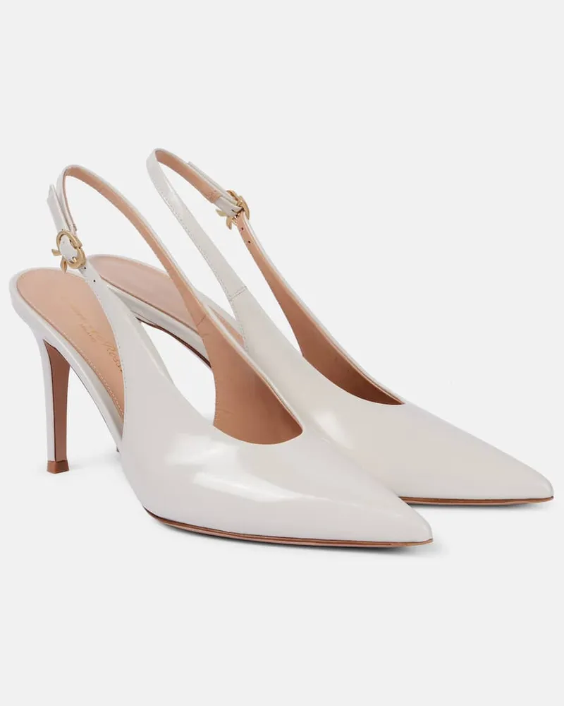 Gianvito Rossi Slingback-Pumps Robbie 85 aus Lackleder Weiß