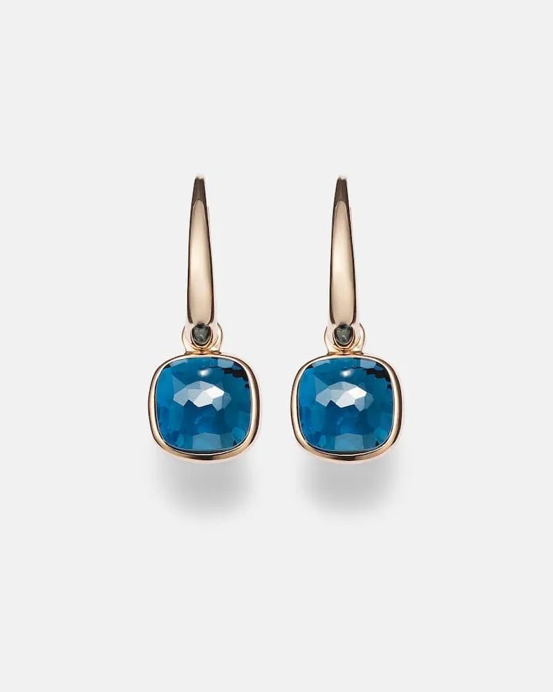 Pomellato Ohrringe Nudo Mini aus 18kt Roségold mit London Blu Topas Gold