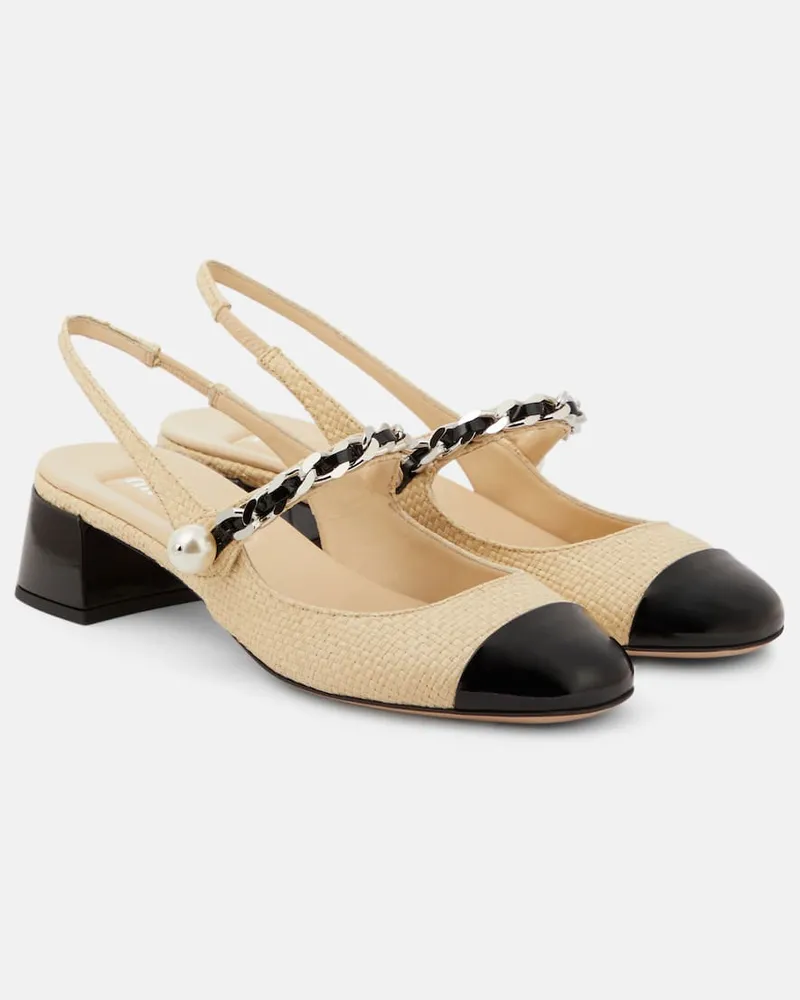 Miu Miu Verzierte Slingback-Pumps mit Leder Neutral