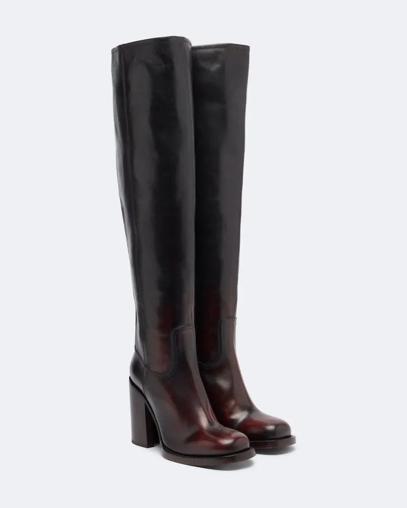Dries van Noten Overknee-Stiefel aus Leder Braun