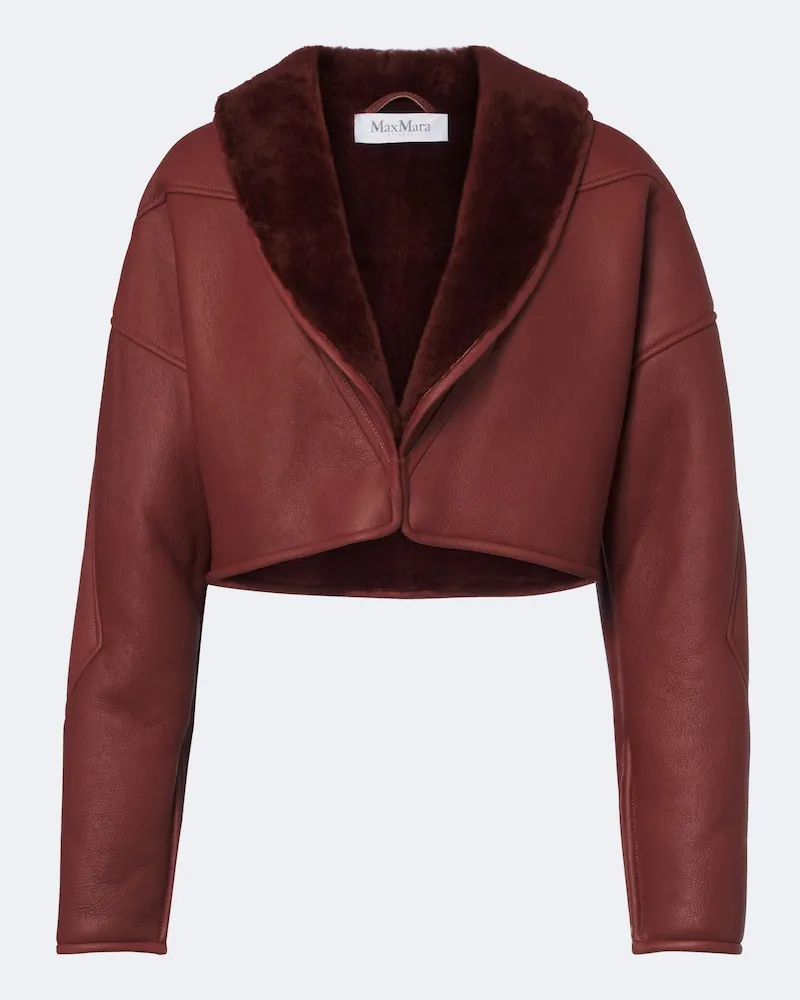 Max Mara Cropped-Jacke aus Leder Braun
