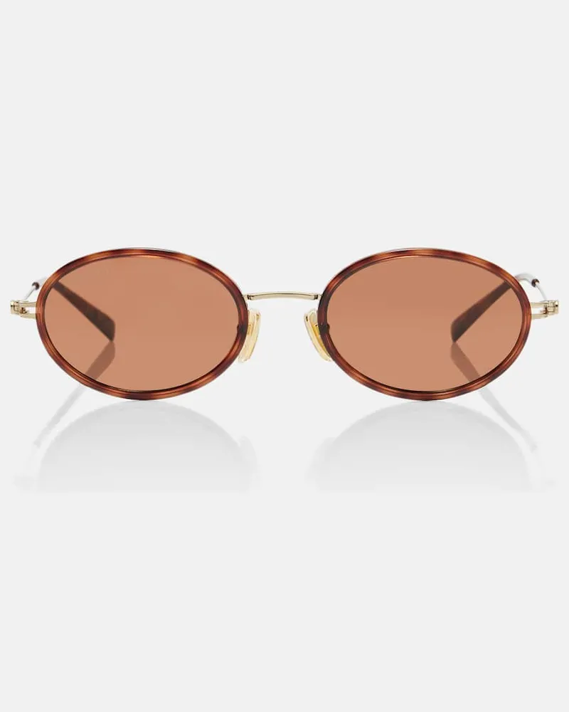 Gucci Ovale Sonnenbrille GG Tiny Braun