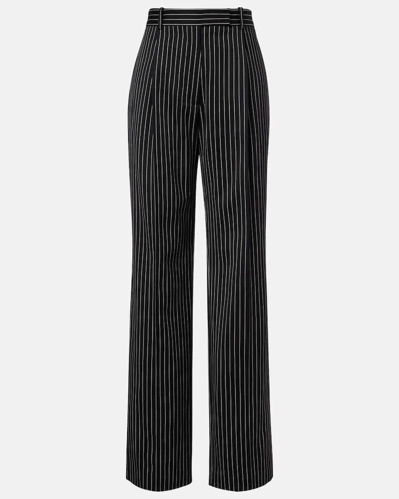 Tom Ford Gerade Hose aus Wolle und Baumwolle Schwarz
