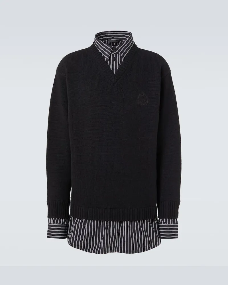 Balenciaga Pullover aus Wolle und Baumwolle Schwarz