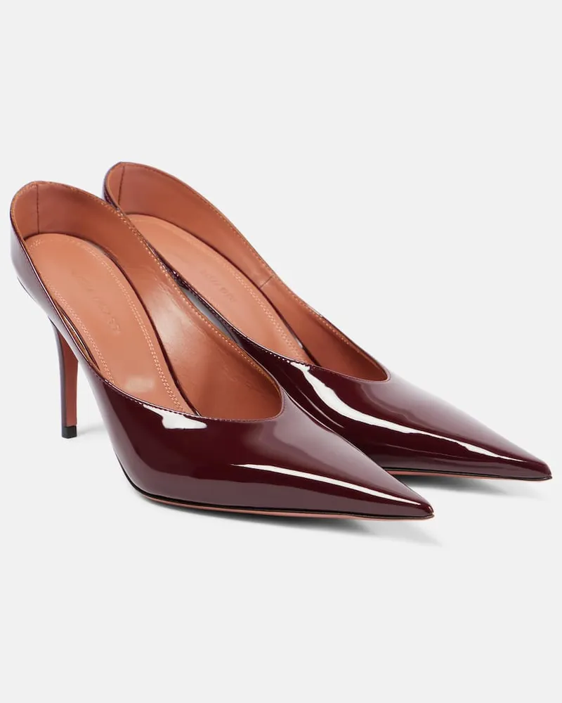 Amina Muaddi Mules Anok 90 aus Lackleder Burgunderrot