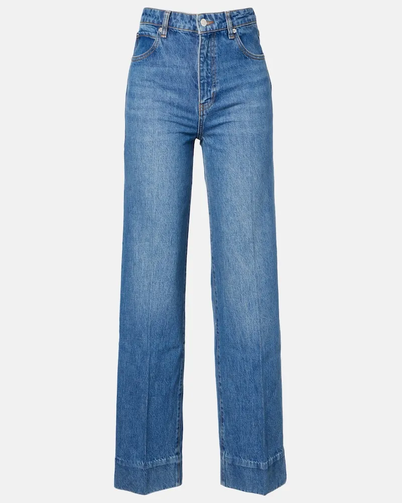 Frame Denim Mid-Rise Wide-Leg Jeans Loose Blau