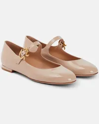 Gianvito Rossi Ballerinas Mary Ribbon aus Lackleder Nude