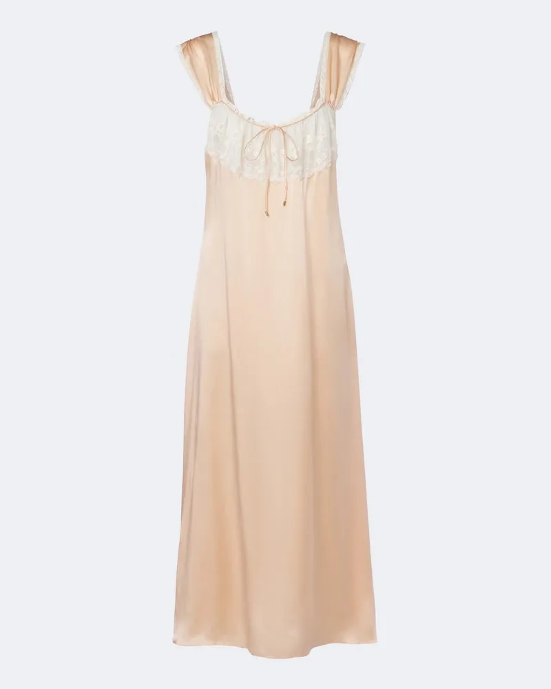 Chloé Chloé Midikleid aus Seidensatin mit Spitze Rosa