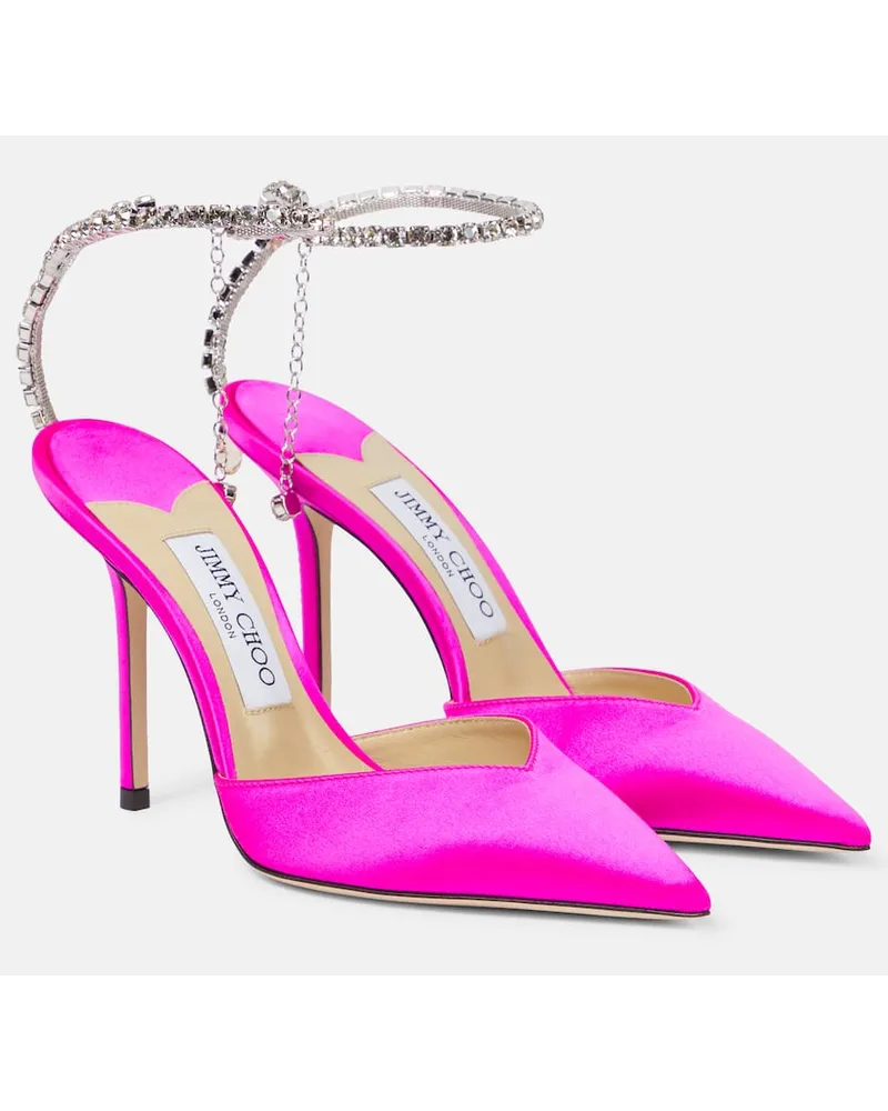 Jimmy Choo Verzierte Pumps Saeda 100 aus Satin Pink