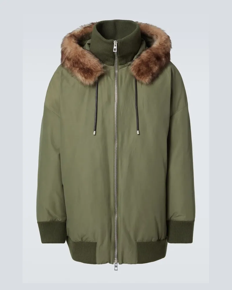 Loewe Wattierte Jacke mit Shearling Grün