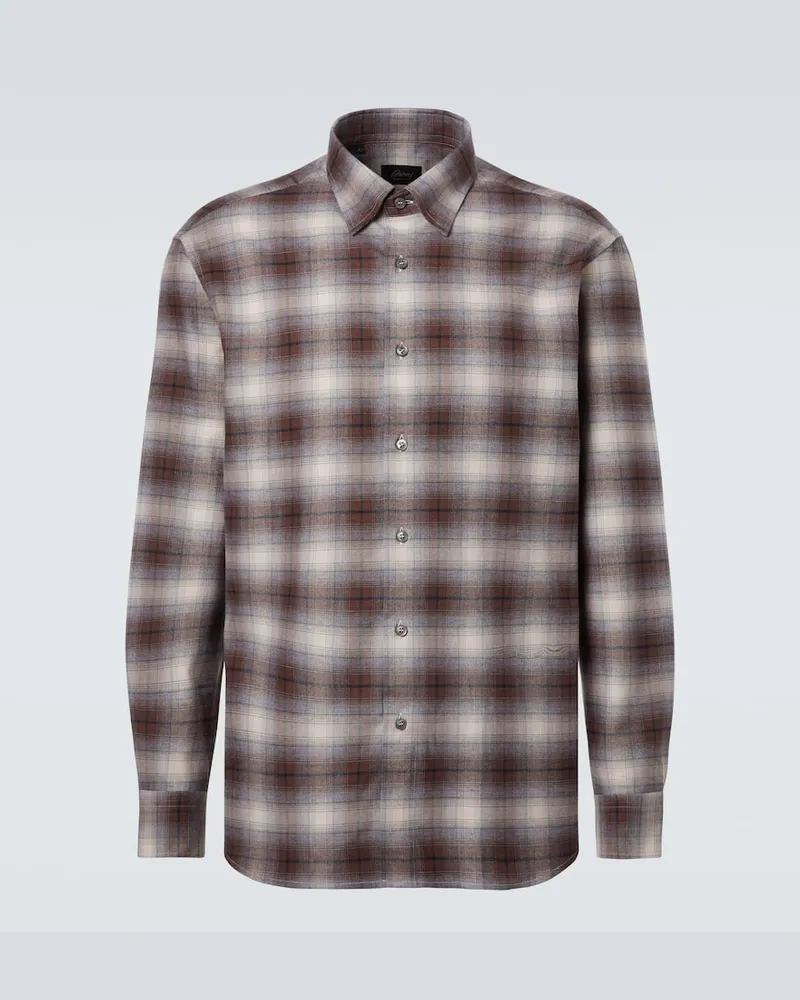 Brioni Hemd aus Baumwollflanell Braun