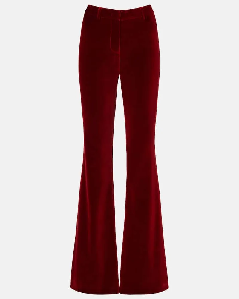 Etro Schlaghose aus Baumwollsamt Rot