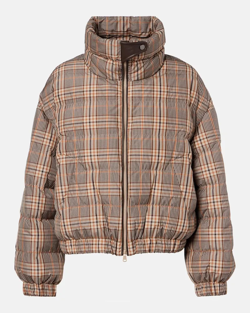 Brunello Cucinelli Daunenjacke mit Leder Multicolor