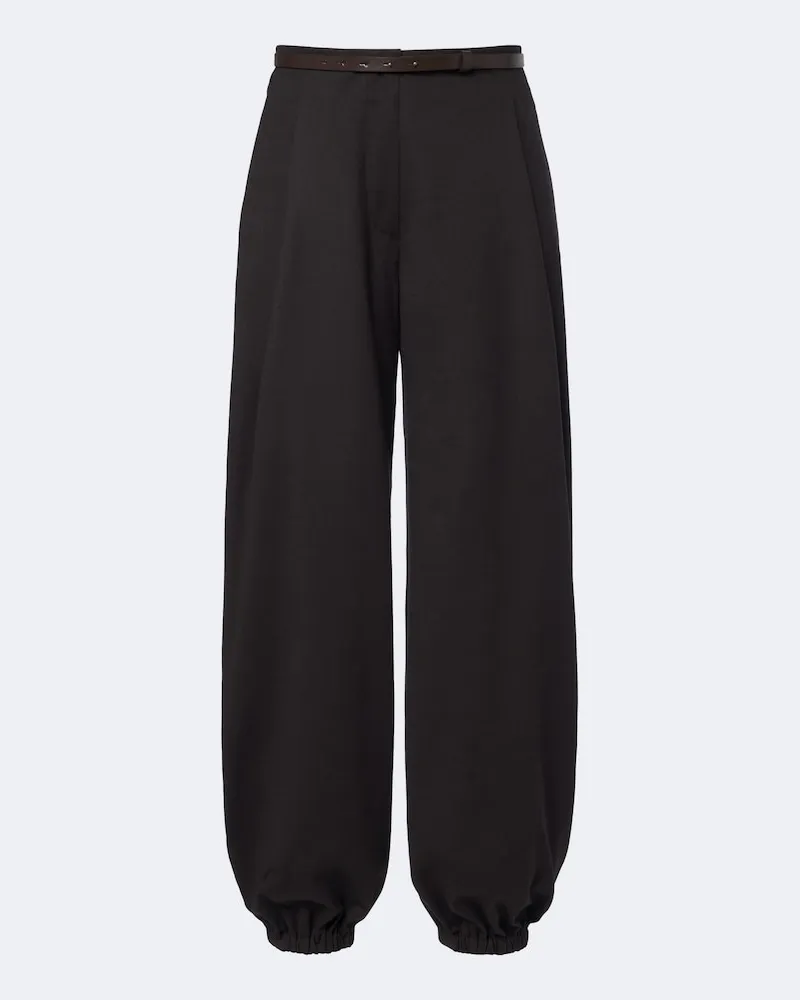 Max Mara Weite Hose aus einem Wollgemisch Braun