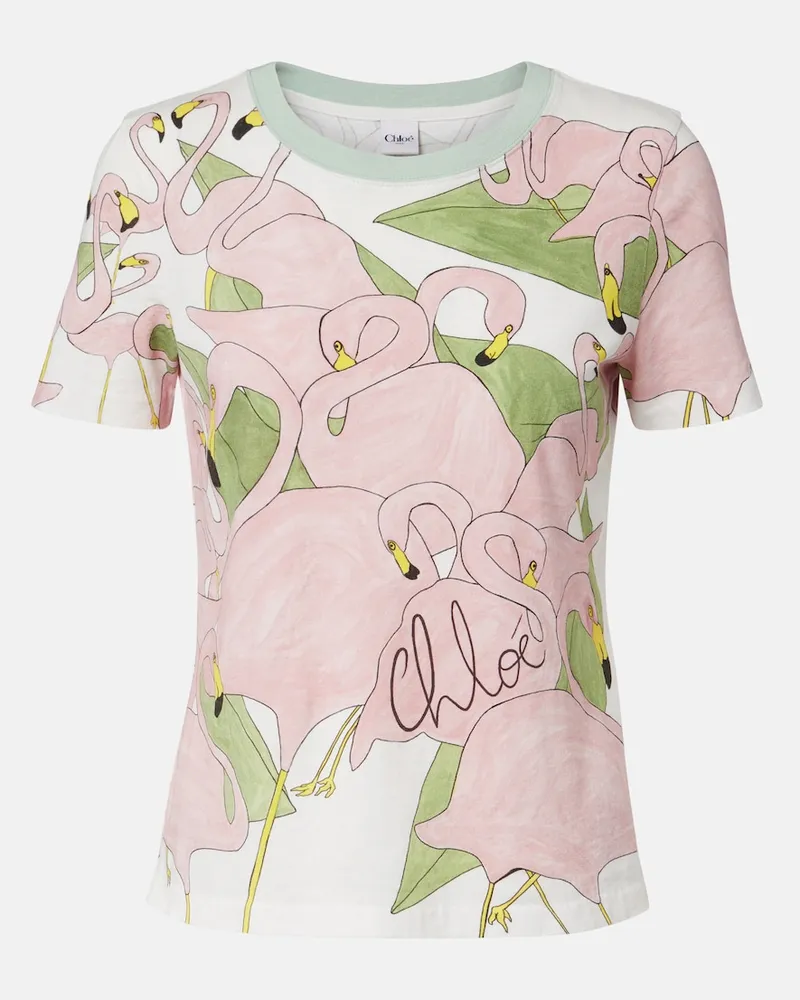 Chloé Chloé Bedrucktes T-Shirt aus Baumwoll-Jersey Weiß