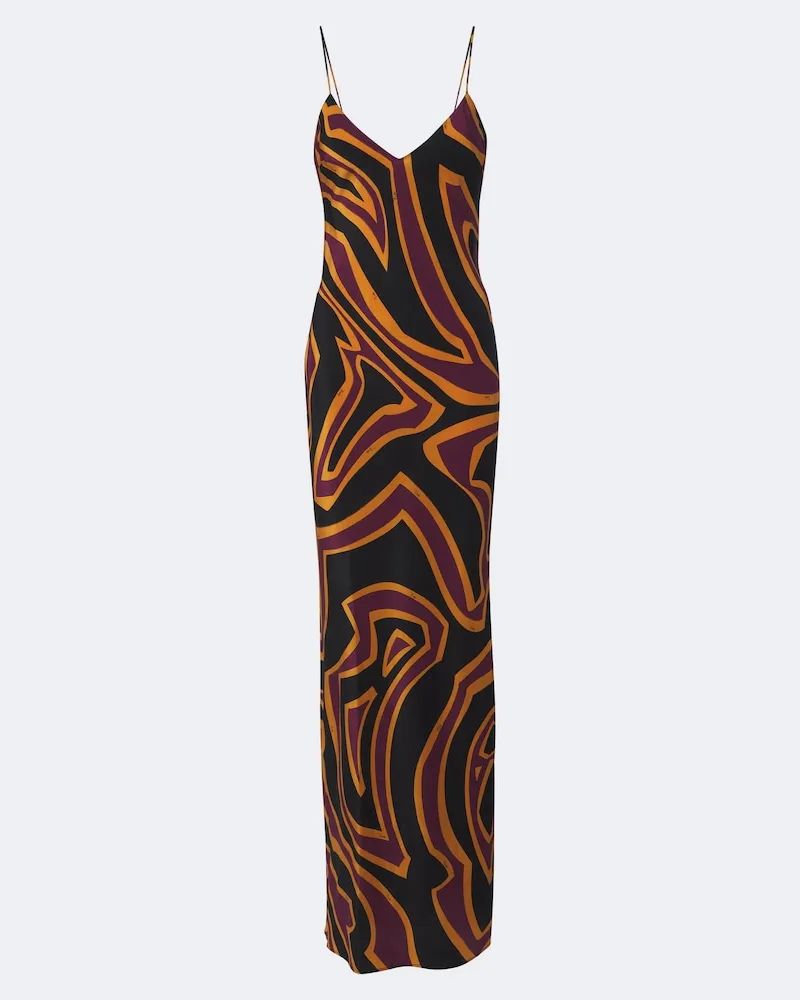 Emilio Pucci Slipkleid Labirinto aus Seiden-Crêpe de Chine Multicolor