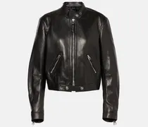 Cropped-Bikerjacke aus Leder