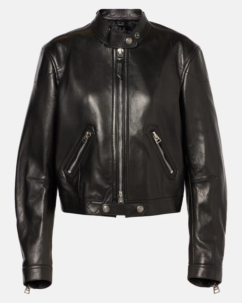 Tom Ford Cropped-Bikerjacke aus Leder Schwarz