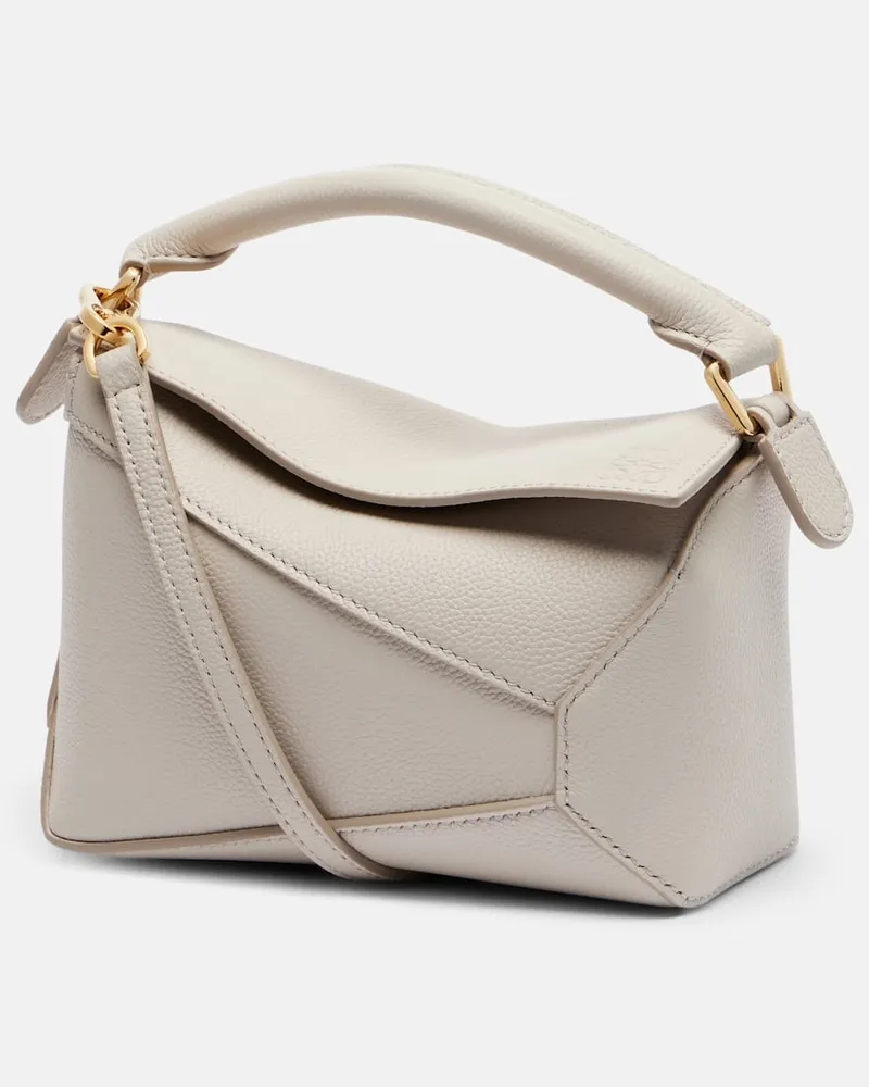 Loewe Tote Bag Puzzle Edge Mini aus Leder Weiß