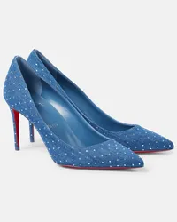 Christian Louboutin Verzierte Pumps Kate 85 aus Denim Blau