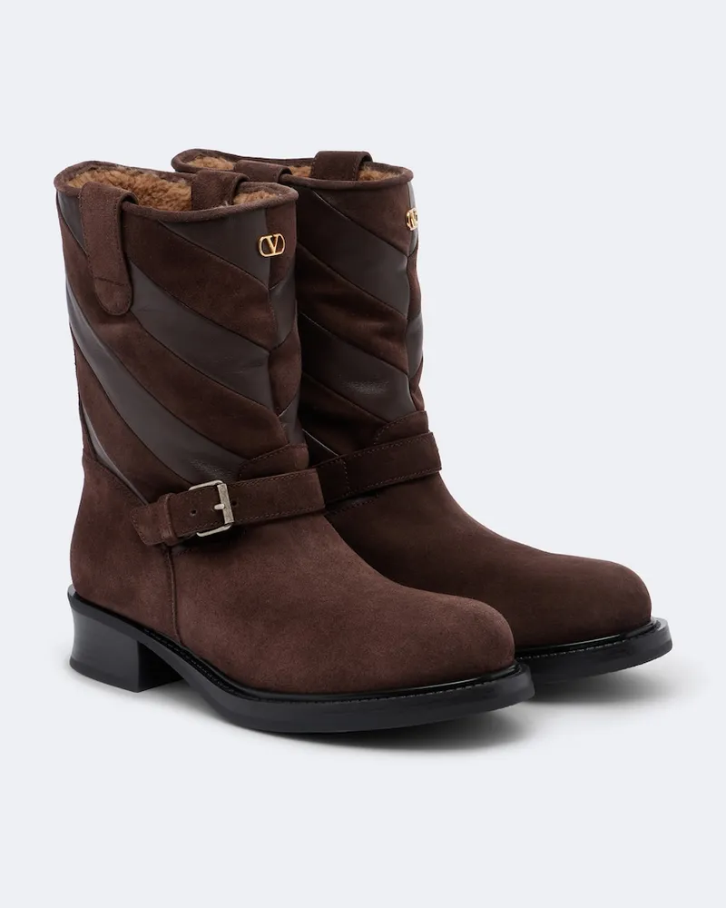 Valentino Garavani Ankle Boots Rayons aus Veloursleder Braun