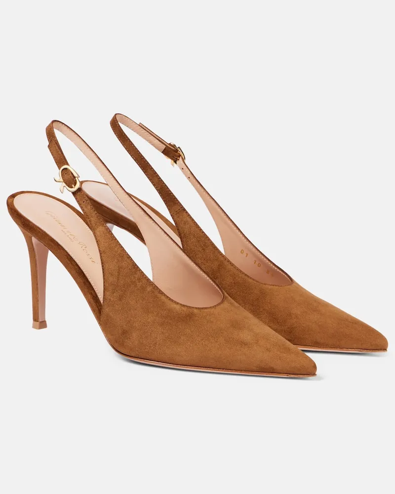 Gianvito Rossi Slingback-Pumps Robbie aus Veloursleder Braun