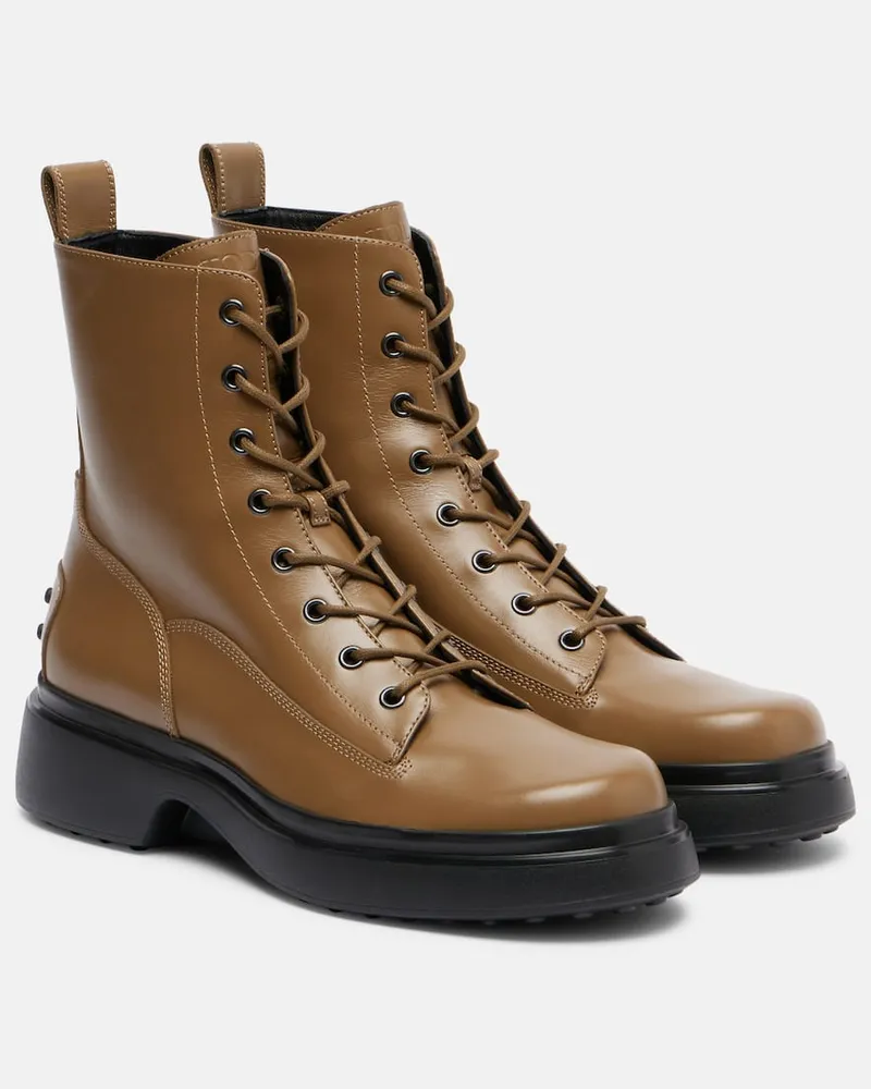 TOD'S Schnürstiefel aus Leder Braun