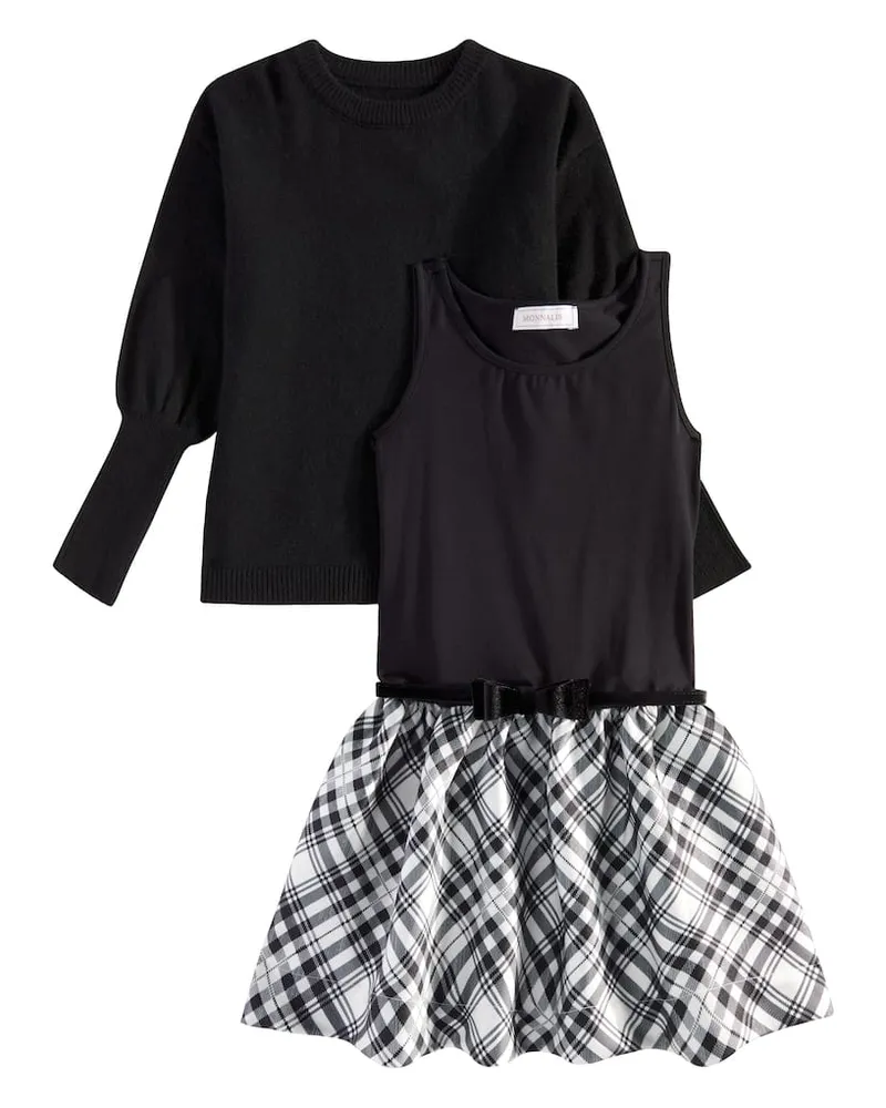 Monnalisa Set aus Kleid und Pullover Schwarz