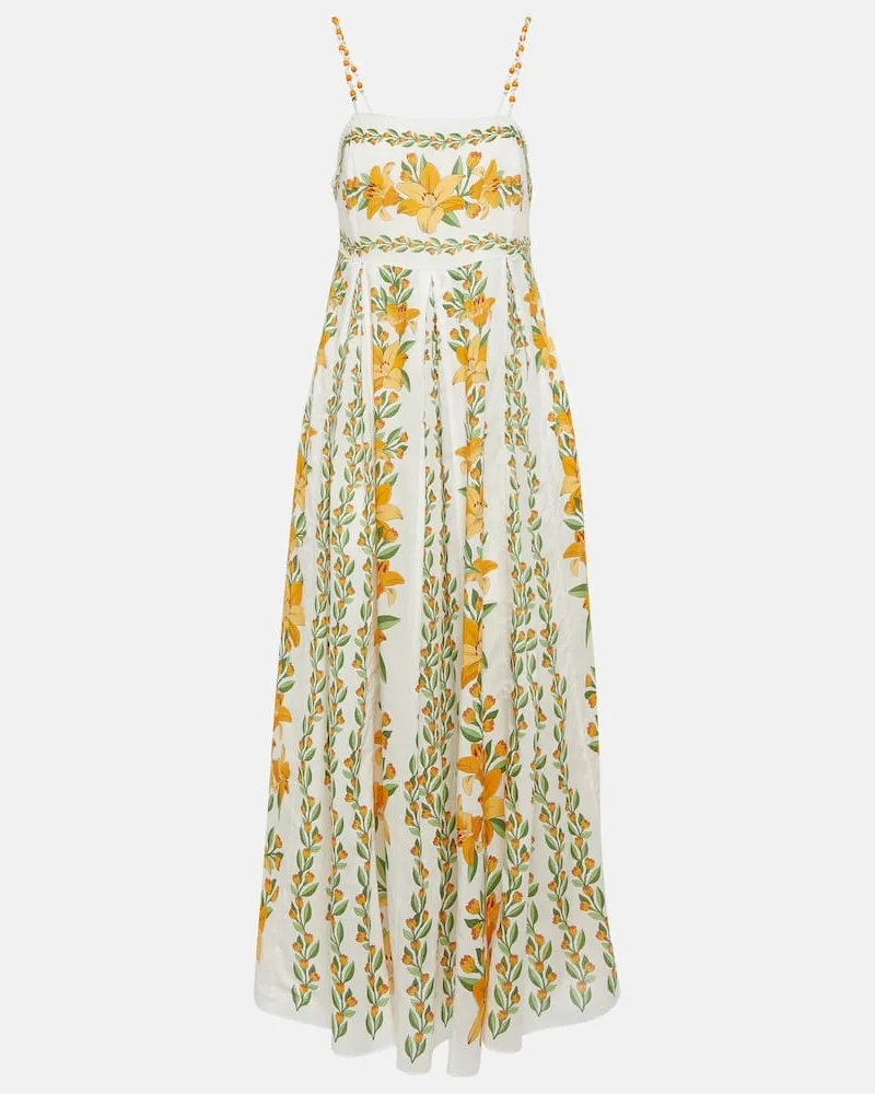 FARM Rio Maxikleid Tropical Lightness aus Baumwolle Weiß