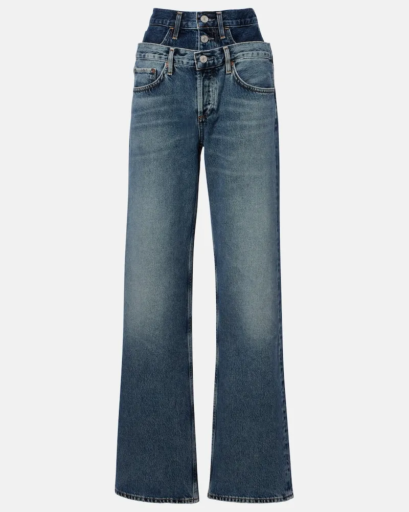 AGOLDE High-Rise Wide-Leg Jeans Elson Blau