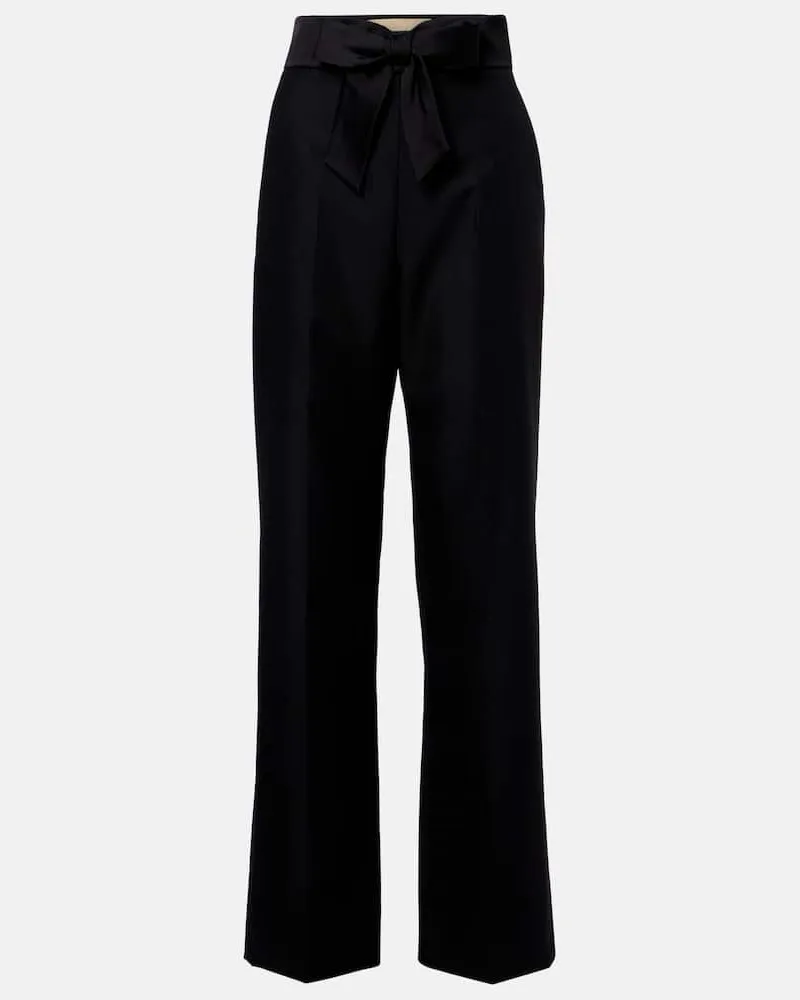 Valentino Garavani Gerade Hose aus Wolle und Mohair Schwarz