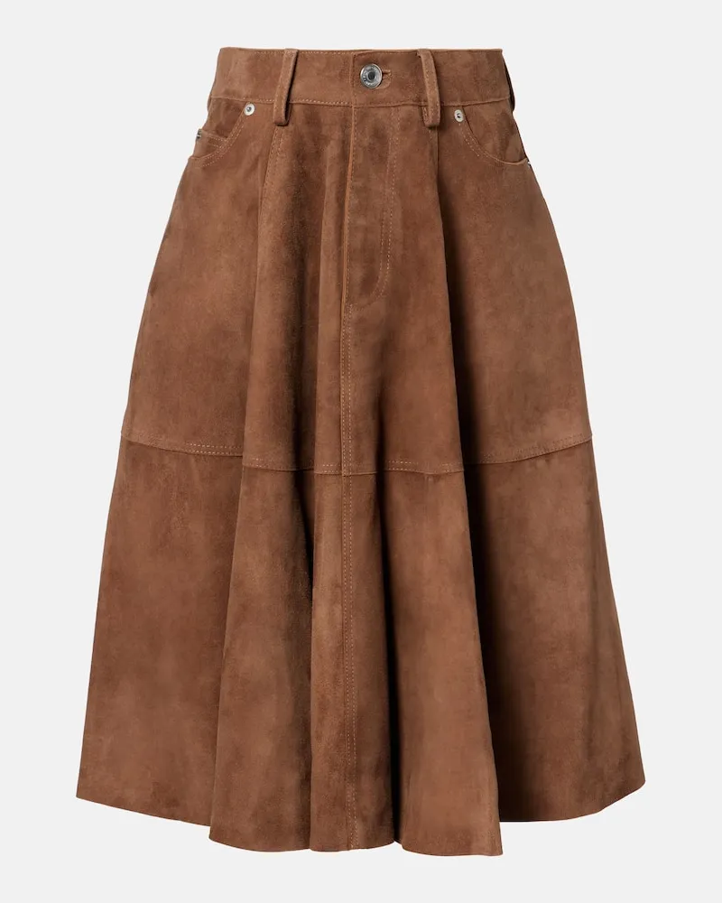 AMI Paris Midirock aus Veloursleder Braun