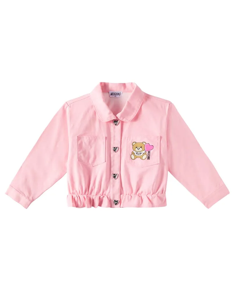 Moschino Jacke Teddy Bear aus Denim Rosa