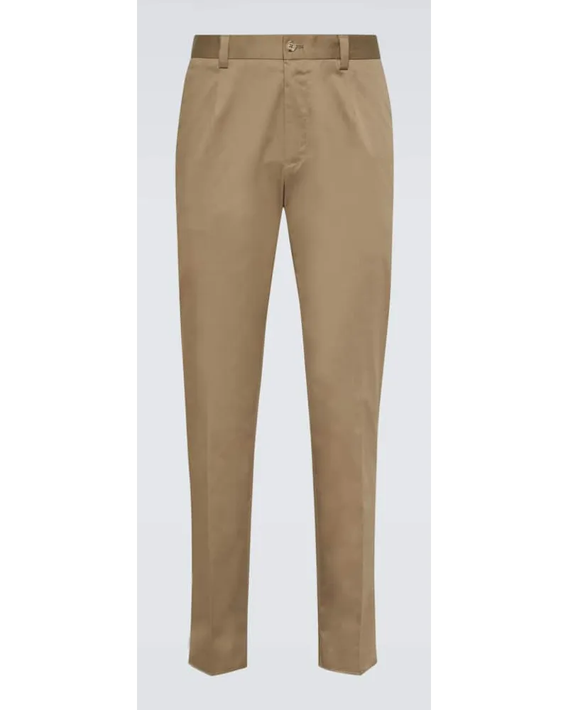 Dolce & Gabbana High-Rise-Chinohose aus einem Baumwollgemisch Beige