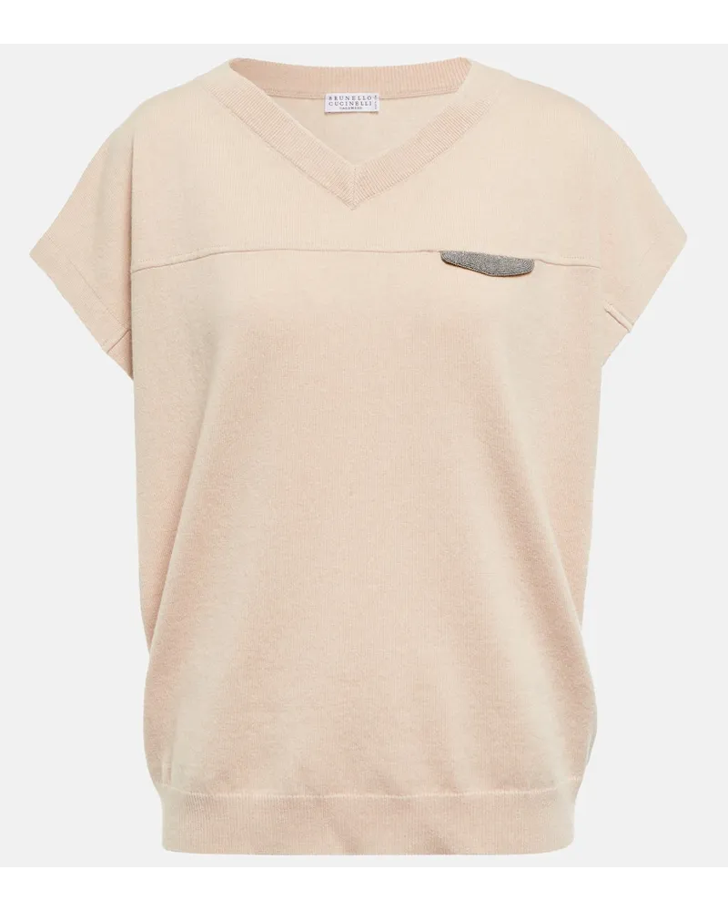 Brunello Cucinelli T-Shirt aus Kaschmir Pink